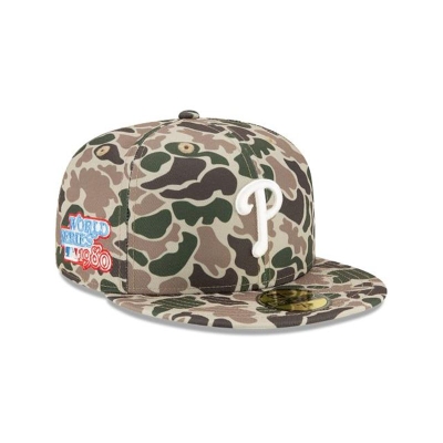 Philadelphia Phillies Gorra | New Era MLB Duck Camo 59fifty Fitted Cap Mexico - Verdes